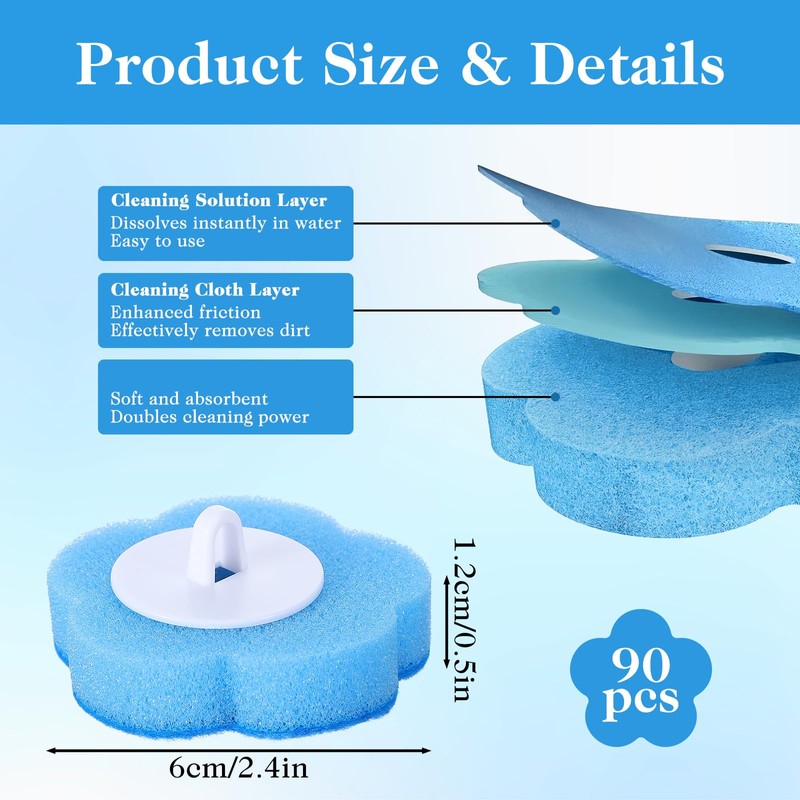 90 Count Disposable Toilet Bowl Wand Refills