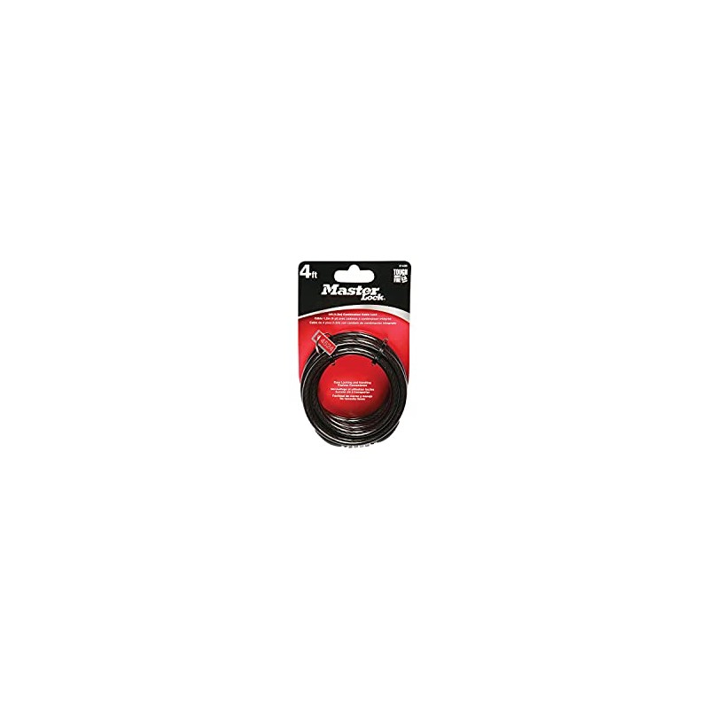 Master Lock Cable Lock, Standard Combination Bike Lock, 4 ft.