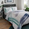 Sleepdown Abstract Brush Strokes White Teal Navy Reversible Duvet Cover