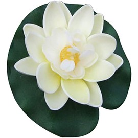 1Pc White Artificial Floating Foam Lotus Flower with Water Lilys Pad Decors,Lifelikes Fake Lotus Flowers for Patio Pond Fish Tank Aquarium Special Event Decor,Home Decor,Artificial Plants and Flowers