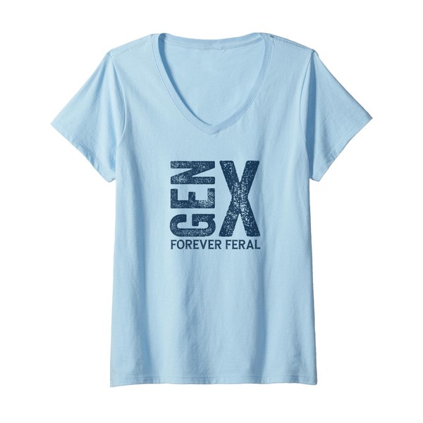 Womens Gen X Forever Feral Generation X V-Neck T-Shirt
