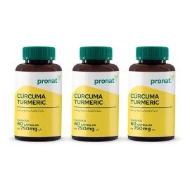 Kit 3 Piezas Suplemento Curcuma Turmeric (60 Caps) Pronat Sin Sabor