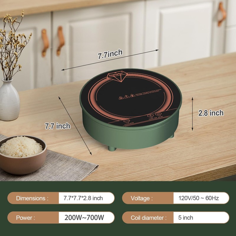 Abangdun Mini Induction Cooktop, Small Burner 700W/120V Mini Hot Plate