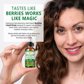 Organic Soursop Drops, Soursop Bitters Liquid w/Sea Moss Ashwagandha Milk Thistle Turmeric Holy Basil, 7-in-1 Herbal Supplement for Liver Detox, Cellular, Antioxidant, Digestive & Immune Support