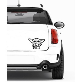 H-TRADINGS Exquisite Mandalorian * Wars Baby on Board Yod@ Decal Grogu Funny Sticker Black Decal Vinyl Sticker Cars Trucks Vans Walls SUV Laptops Sportbikes Snowmobiles 6 x 4 Inches