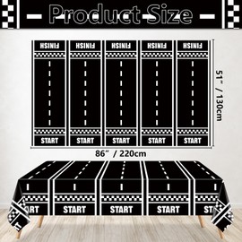 4Pcs Race Car Tablecloths, Racetrack Table Cloths, Rectangular Checkered Flag Table Covers, Race Car Party Decorations for Boys Kids Cars Birthday Decorations, 51 x 86.6 Inch