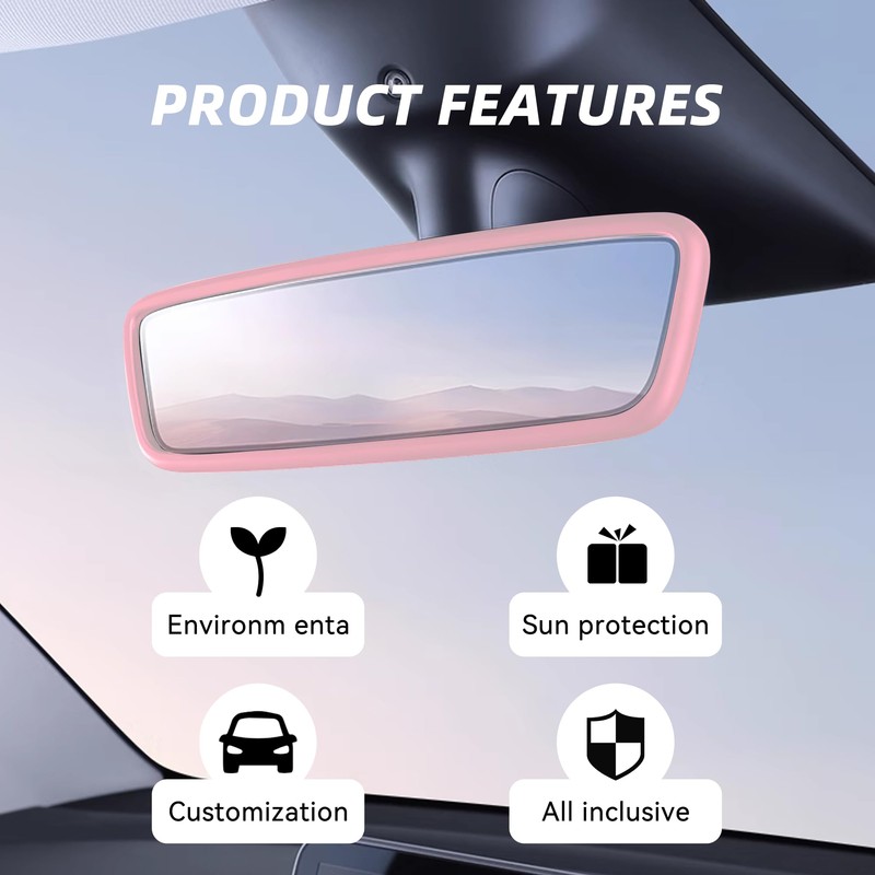 Tioollev Car Rear View Mirror Protector Frame, Silicone Auto Rearview