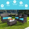 Goplus 4-Piece Rattan Patio Set, Outdoor/Indoor Wicker Conversation Set for