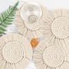 CRAFFANCY 2Pcs Woven Coasters, Round Macrame Absorbent Coasters Drink Cotton