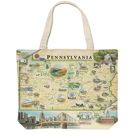 Xplorer Maps Pennsylvania State Map Canvas Tote Bag with Handles, Cloth Grocery Shopping Bag, Reusable & Eco-friendly Bag