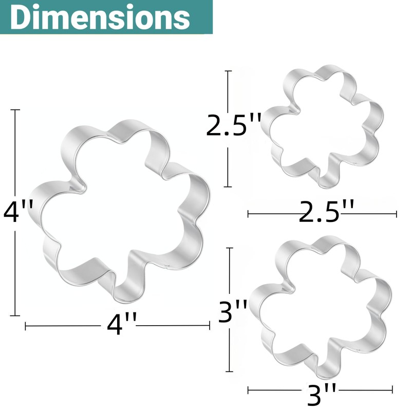 JOB JOL Cookie Cutters 3 PCS, Shamrock Cookie Cutters, 2.5'',