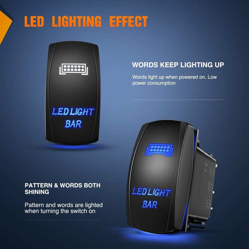Gebildet Blue LED Light Bar Rocker Switch 5-Pin Laser On/Off