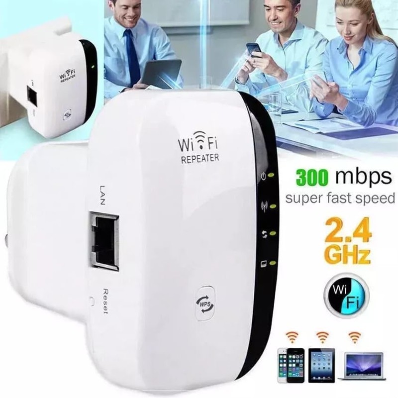 WiFi Extender Signal Booster Repeater 3000 Sq.ft Coverage, 2.4GHz 300Mbps,