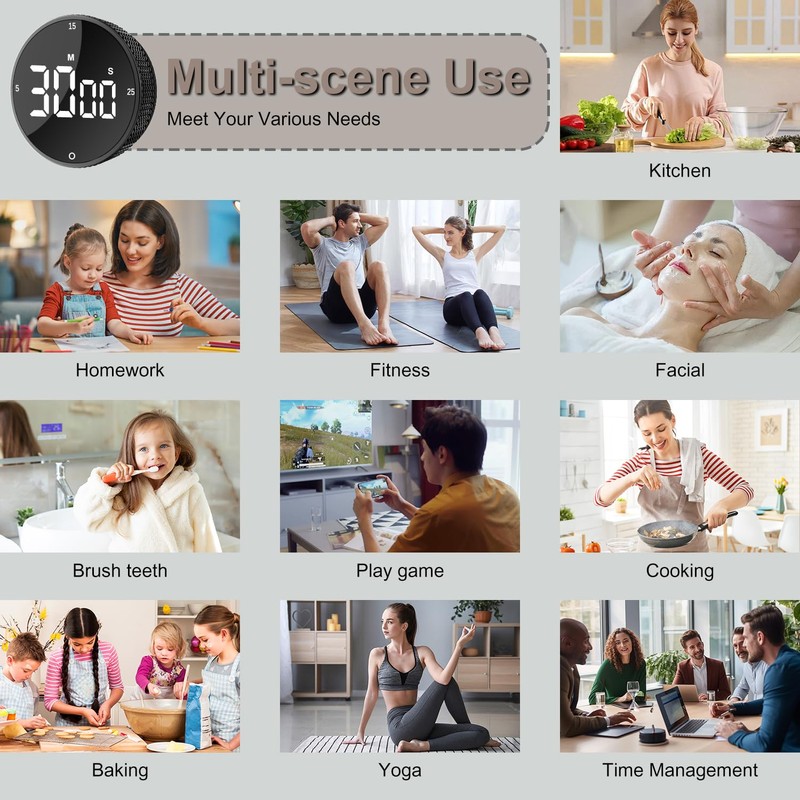 Digital Kitchen Timer, Magnetic Egg Timer, Kitchen Clock, Stopwatch, Countdown