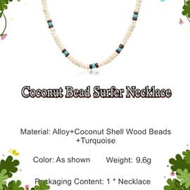 RSYHVG Men's surfer coconut shell wood bead necklace Men's niche high fashion vintage patchwork beaded collarbone chain,men's necklaces