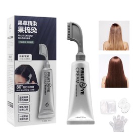 Plant Extract Hair Dye Essence, Natural Plant Fruit Hair Dye Cream for Grey Hair Coverage, Nourishing Hair Care (Brown)