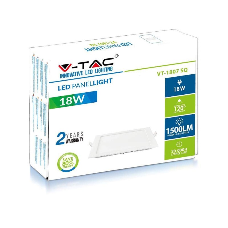 V-TAC LED Recessed Panel Rectangular with Aluminum Frame 18 W,