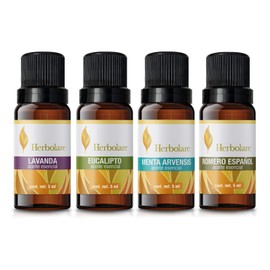 Herbolare - Paquete los 4 básicos 5 ml. Lavanda, Eucalipto, Menta Arvensis y Romero 100% puros.