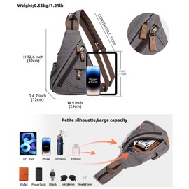 KL928 Canvas Sling Bag - Small Crossbody Backpack Shoulder Casual Daypack Rucksack for Men Women(Small Version)