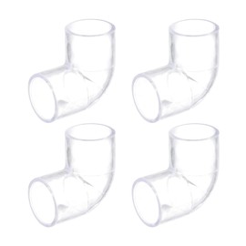 uxcell 4Pcs Clear Elbow Fitting, 25mm/0.98" 2 Way Acrylic Elbow 90 Degree L-Shaped Pipe Fitting Adapter for Connecting Water Pipes