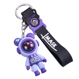 Moerstar Keychain Flash Bear, Bag Charm, Keychain, Astronaut Bag Accessory, Key Chain, Cool Tide Bear, 3D Keychain, Birthday Gift, 4 Colors, purple