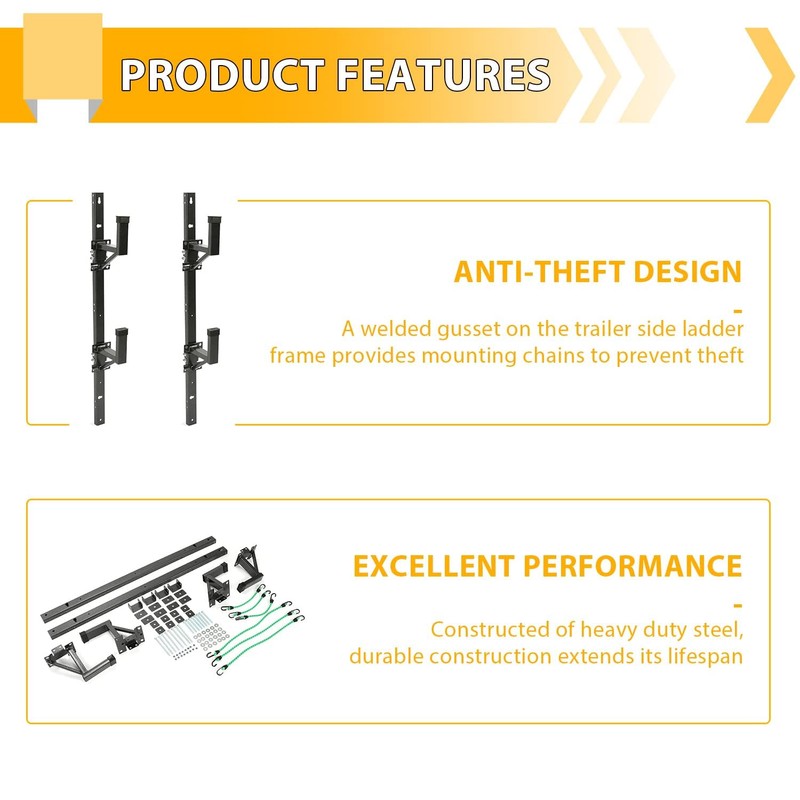 KUAFU Adjustable Trailer Ladder Rack Universal Side Mount Compatible with