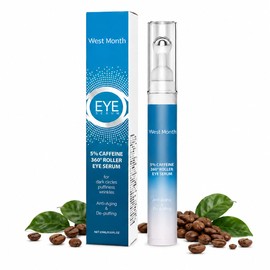Caffeine Eye Serum with 360° Cooling Roller, Under Eye Serum for Dark Circles, Puffy Eyes & Under Eye Bags, Hydrating Eye Roller, Lightweight Daily Eye Care for Women & Men, 0.51 Fl Oz