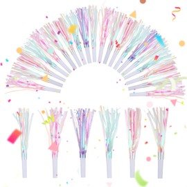 36 Pcs Colored Party Blowers, Sports Dance Princess Birthday Blowers Party Favors, Clappers Birthday Noise Makers Horns for Graduation, Glitter Fringed Graduation Blow Horn Noise Makers Supplies