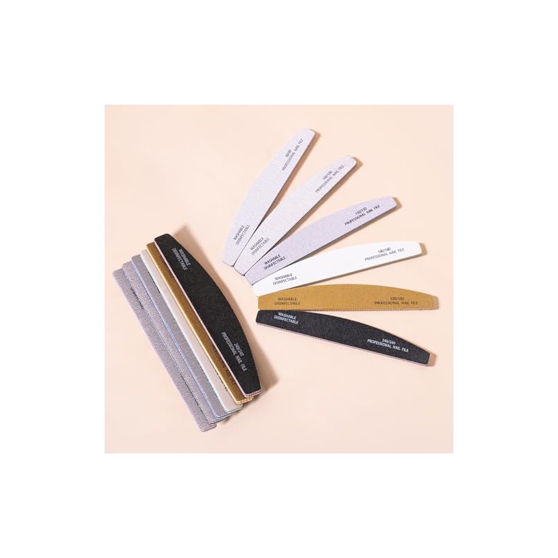 6 limas de uñas de doble cara 80/100/150/180/240 grano manicura