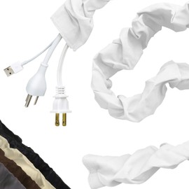Cordinate Fabric Cord Cover, 6 ft, Hides Cables, Great for Lamps, Light Fixtures, and Desks, Cable Management, Easy Installation, Eggshell White, 40723