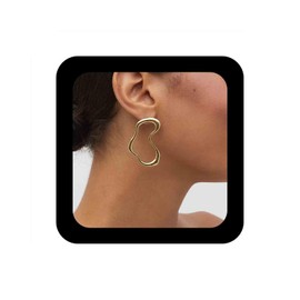 Vacaonio Irregular Circle Stud Earrings Large Hollow Geometric Earrings Gold Geometric Dangle Earrings Exaggerated Geometric Earrings Metal Statement Earrings Jewelry for Women