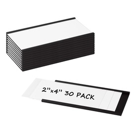 Realth Magnetic Label Holder, Pack of 30 C-Channel Magnetic Labels, 50 mm x 100 mm, Writeable, Dirt-Free, Removable, for Whiteboard, Metal Wall Cabinets and Drawers (MLH2430)