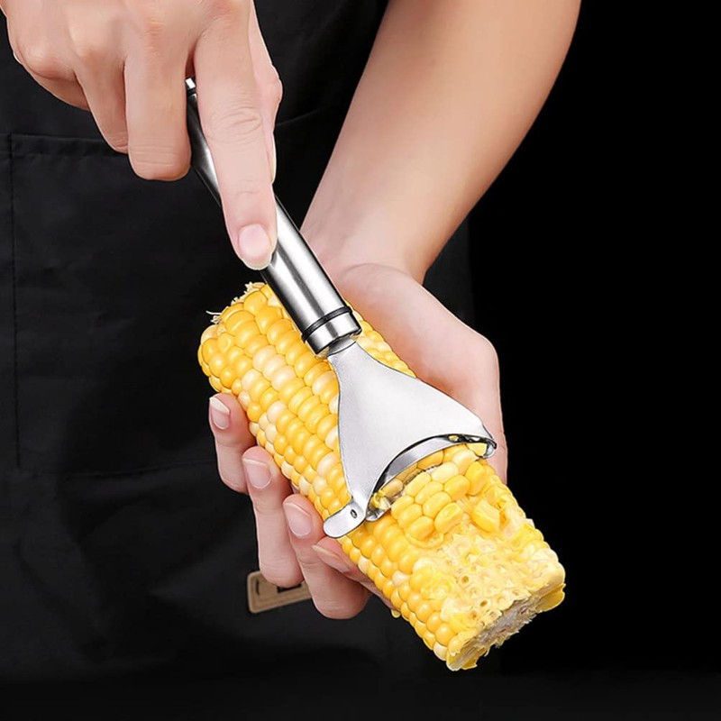 Kichvoe Stainless Steel Corn Peeler Ergonomic Handle Portable Corn Remover