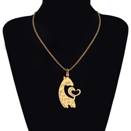 HUAGEO Valentines Day Stainless Steel 2pcs Cute Giraffe Necklace Deer Pendant Matching Animals Jewellery Charms For Women Couples Holiday Gifts (18K Gold and Silver Plated)