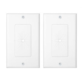 Cable Matters 2-Pack 1-Gang Wall Cable Pass Through, Cable Wall Plate with Flexible Rubber Grommet, Cord Hiding/Management Solution for Home and Office, White