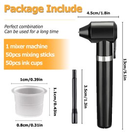 Ink Mixer - TONBAO Pigment Mixer with 50 Ink Mixing Sticks and 50 Ink Caps Cups Black Electric Ink Mixer Machine Color Mixer Machine for Makeup Supplies