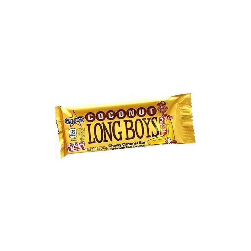 Atkinson's Coconut Long Boys Chewy Caramel Candy Bar 1.5 oz.