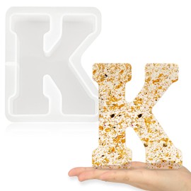 Gartful - Moldes de letras grandes de 7 pulgadas para resina, molde de resina epoxi del alfabeto mayúscula 3D K, moldes de letras de resina gruesa de la A a la Z para hacer letras, arte de letras,