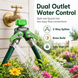 Brass Y Hose Splitter for Garden Faucets – Dual-Way Water Diverter Connector for Outdoor Watering