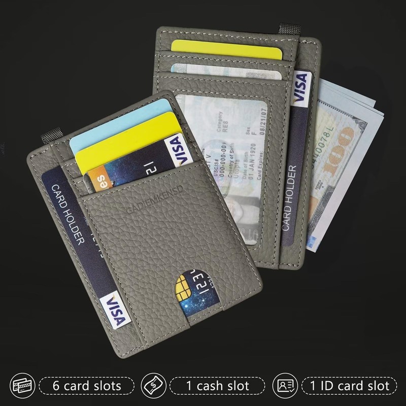 GADIEMKENSD Card Holder RFID Blocking Genuine Leather Slim Card Wallets,