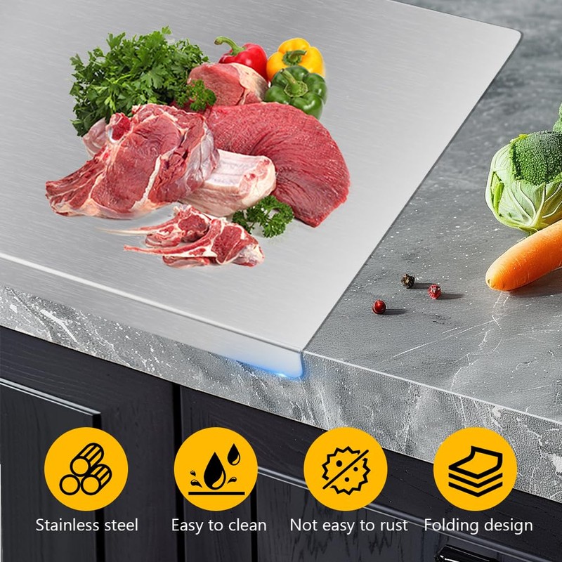 Stainless Steel Cutting Board with Lip for Kitchen,15.7 x 11.8