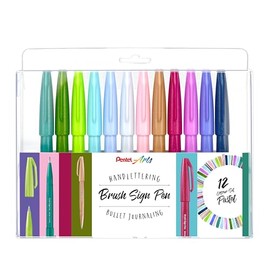 Pentel Brush Sign Pen, Fibre-Tip Pen, Brush-Like Tip, SES15C-12