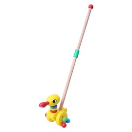 NUOBESTY Baby Wood Pushing Pull Toys Cartoon Animal Baby Walker Push Toy Baby Pull Along Toddler Learning Balance Walking Toys (Pointed Mouth Duck)