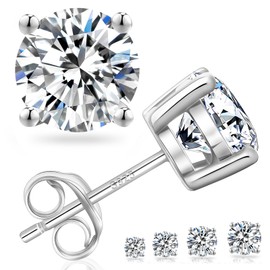 KRKC&CO Moissanite Stud Earrings for Men 4 Prong Total 1.2/1.6/2/3 Carat 925 Silver Single Diamond Moissanite Earrings Binaural D Color VVS1 Clarity Certificate of Authenticity Bling Jewelry Wedding