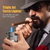 SEMKONT Triple Jet Flame Cigar Lighter with Cutter, Windproof Butane