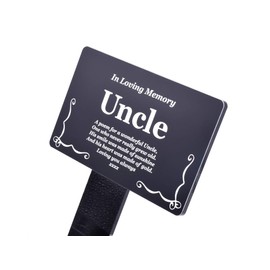 OriginDesigned Uncle Memorial Remembrance Plaque Stake - Gold/Silver/Copper/Black & White, Waterproof, Outdoor, Grave Marker, Tribute, Plant Marker (Black & White)