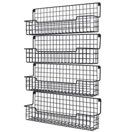Spice Rack Wall Mount Spice Organizer for Cabinet & Pantry Door, Set of 4 Hanging Spice Racks, Space Saving for Kitchen, Black