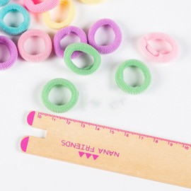 KWJOY Seamless 2.5cm in Diameter Elastic Cotton stretch Hair Ties Bands for Toddler Baby Girl Women VERY Thin & Fine Hair,Small Size Rubber Band Ponytail Holders(100pcs) (A3)