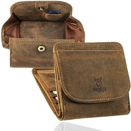 MATADOR Kleine Wiener Box Mini Purse Wallet Men's Small Leather Small Purse Women's with RFID Blocker Purse with Gift Packaging, Hunter Brown, Minimal