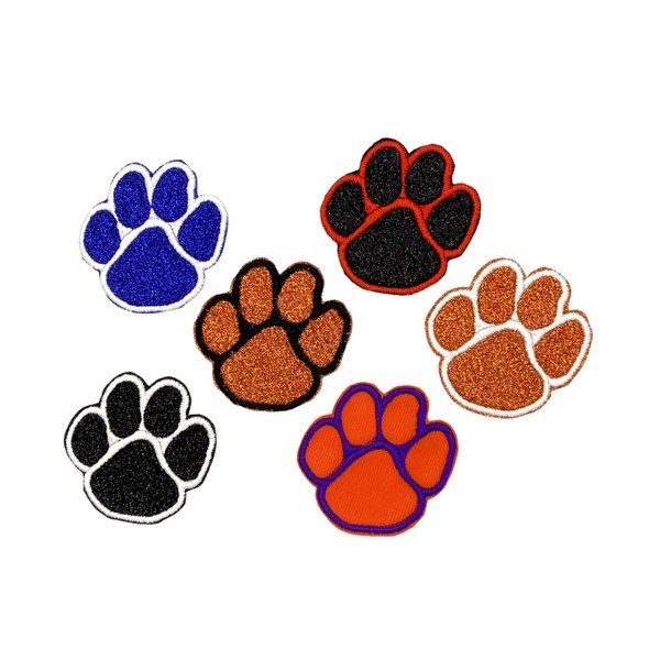 Mascot Paw Print, Twill or Glitter, Embroidered, Iron on Patch